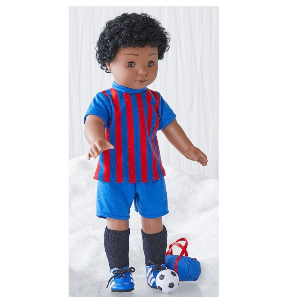 Götz Pottery Barn Dylan Soccer Player Doll Set 18 in. Tall African American